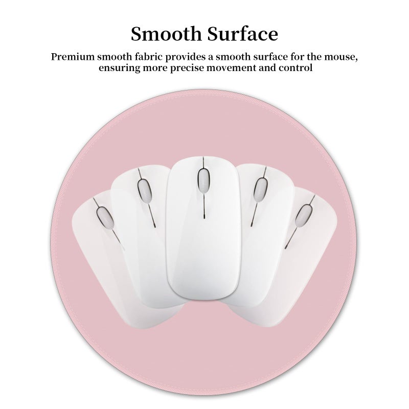 Hancynir Mouse Pad for Desk, Small Cute Mousepad with Non-Slip Base, Round Mouse Pads for Wireless Mouse Laptop Gaming, Computer Mouse Mat for Women Home Office Travel Desk Accessories - Image 3